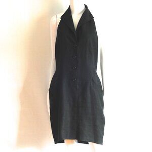 Donna Karan Black Linen Halter Dress